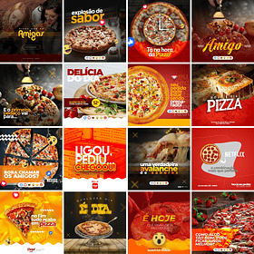50 Artes Mídias Sociais Pizzaria Editáveis Photoshop + Png