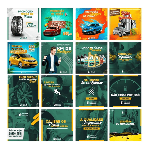 50 Artes Mídias Sociais Posto de Gasolina Editáveis Photoshop + Png 1