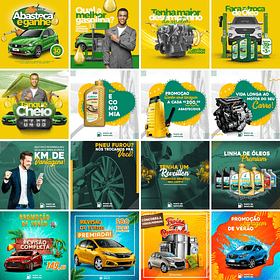 30 Artes Mídias Sociais Posto de Gasolina Editáveis Photoshop + Png