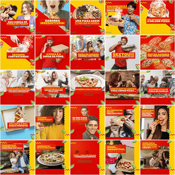 300 Artes Mídias Sociais Pizzaria Editáveis Photoshop + Png 4