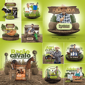 10 Artes Mídias Sociais Agro Agropecuaria Editáveis Photoshop + Png