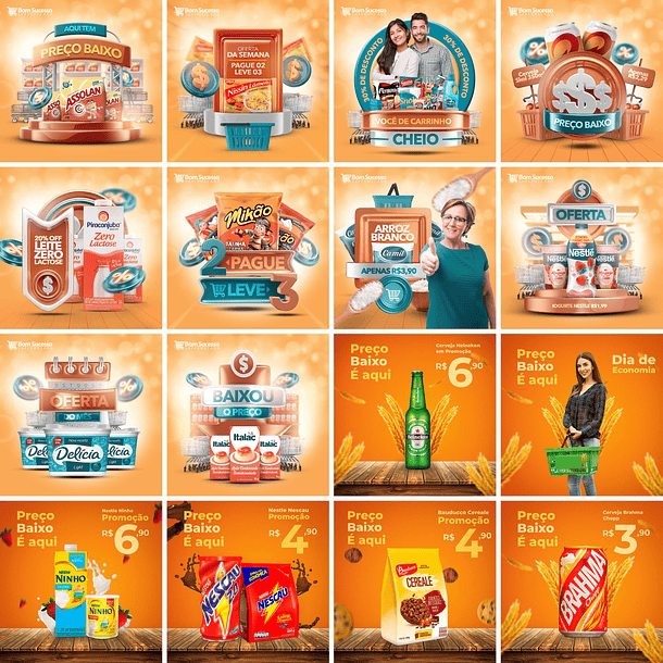 35 Artes Mídias Sociais Supermercados Editáveis Photoshop + Png 1