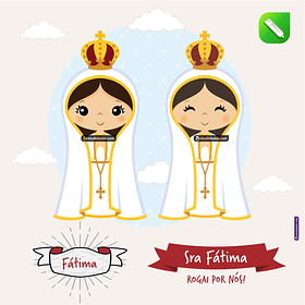 Kit Digital Vetor Santinhos Nossa Senhora de Fátima Editáveis Corel Draw + Png