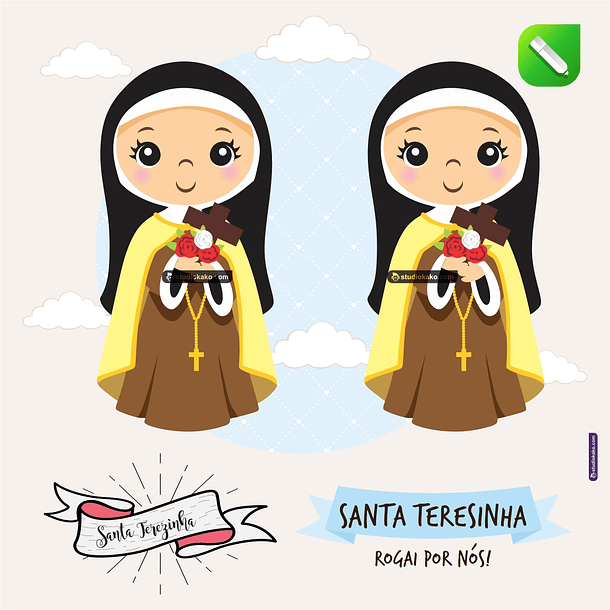 Kit Digital Vetor Santinhos Santa Terezinha Editáveis + Png 