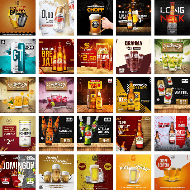 60 Artes Mídias Sociais TBar Bares Distribuidora de Bebidas Editáveis Photoshop + Png 2