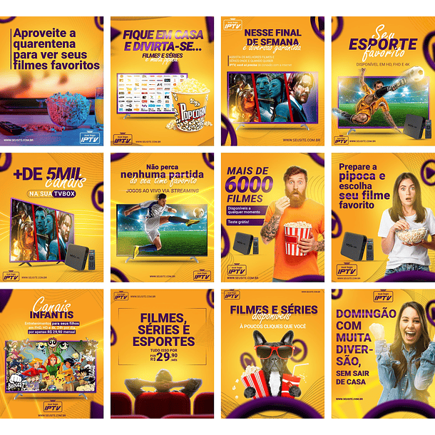 26 Artes Mídias Sociais IPTV Editáveis Photoshop + Png 2