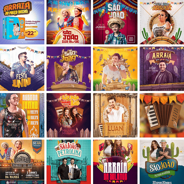 50 Artes Mídias Sociais Festa Junina São João Editáveis Photoshop + Png 3