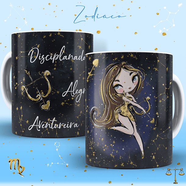 12 Artes para Caneca Signos Feminino Editável em Corel Draw 5