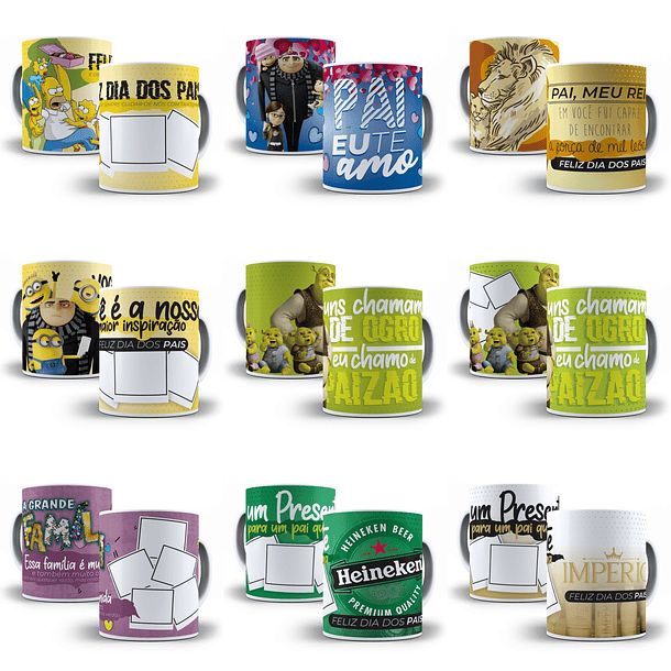 24 Artes para Caneca Dia dos Pais Editável em Corel Draw 3