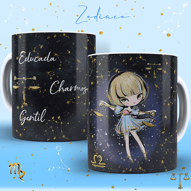 12 Artes para Caneca Signos Feminino Editável em Corel Draw 8