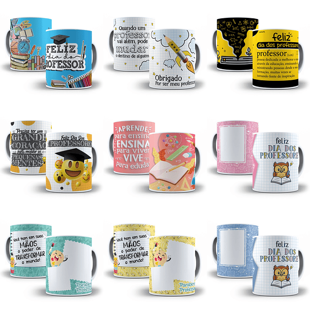 170 Artes para Sublimação Dia dos Professores Editável em Corel Draw 2