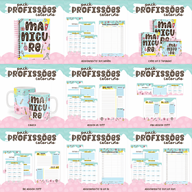 Pacote Artes para Agendas Caneca Colorida Manicure 2022 Arquivos Pdf Jpge