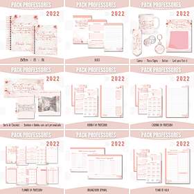 Pacote Artes para Agendas Caneca Professora Floral Rosé Golde 2022 Arquivos Pdf Jpge