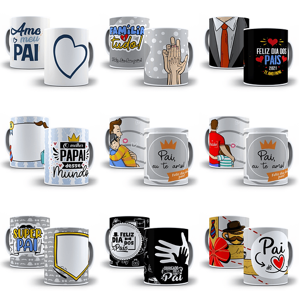 249 Artes para Caneca Dia dos Pais Sublimação Editável Corel Draw + Png 7