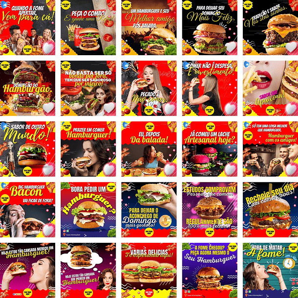 Pack Canva Hamburgueria Templates Editáveis 200 Artes + Bônus 5