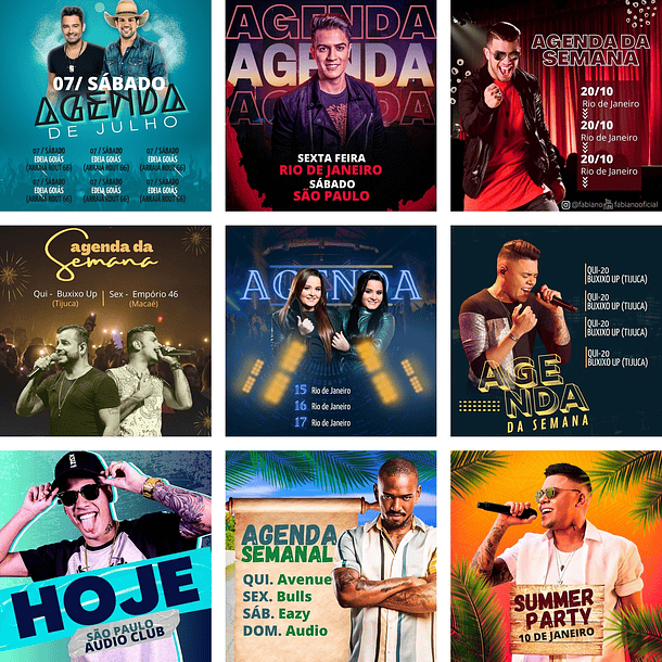 Pack Canva Agendas Eventos Shows 3.0 Templates Editáveis 10 Artes + Bônus 