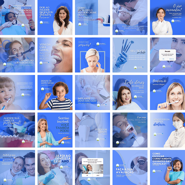 Pack Canva Dentista Odonto 2.0 Templates Editáveis 25 Artes + Bônus 