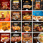 Pack Canva Alimentação Lanches Templates Editáveis 40 Artes + Bônus 2