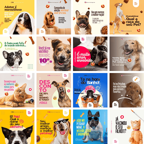 Pack Canva pet Shop Petshop Templates Editáveis 39 Artes + Bônus 1