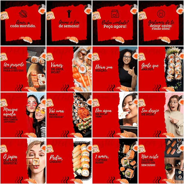 Pack Canva Sushi Templates Editáveis 200 Artes + Legendas 3