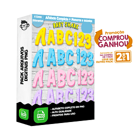 Kit Digital Alfabeto Baby Shark sem fundo Png