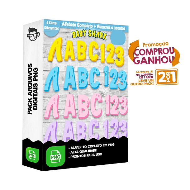Kit Digital Alfabeto Baby Shark sem fundo Png 