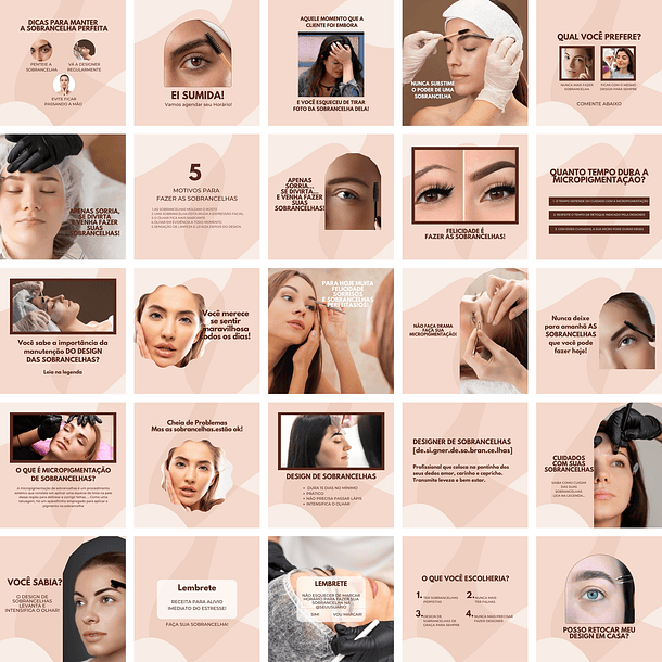 Pack Canva Designer de Sobrancelhas Templates Editáveis 200 Artes + Bônus 3