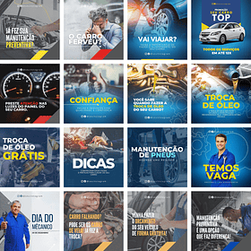 Pack Canva Oficina Mecânica Mecânico Templates Editáveis 40 Artes + Bônus