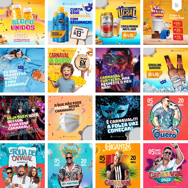 Pack Canva Carnaval Templates Editáveis 60 Artes + Bônus 3