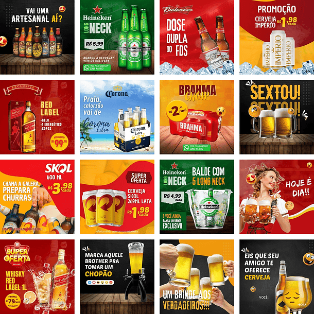 Pack Canva Bebidas Bar Cervejaria Templates Editáveis 30 Artes + Bônus 2