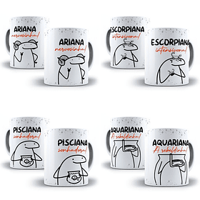 12 Artes Caneca Flork Signos 2.0 Arquivos Sublimação Jpge