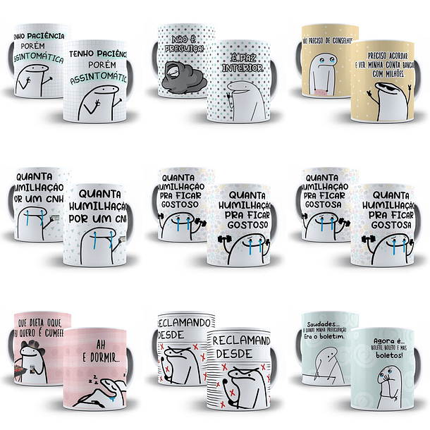 30 Artes Caneca Flork Memes Editável em Corel Draw + Png 3