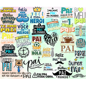 Kit Digital Lettering Frases Dia dos Pais Arquivos sem fundo Png