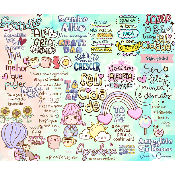 Kit Digital Lettering Frases Motivacional Incentivo Gratidão Arquivos sem fundo Png 3