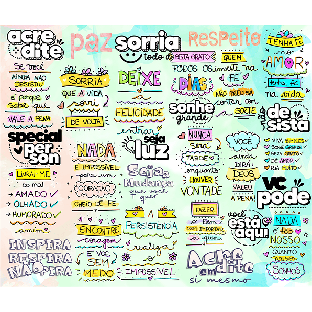 Kit Digital Lettering Frases Motivacional Incentivo Gratidão Arquivos sem fundo Png 4