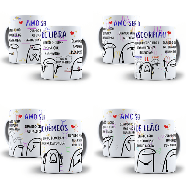 12 Artes Caneca Flork Signos 3 Editável em Corel Draw + Png 2