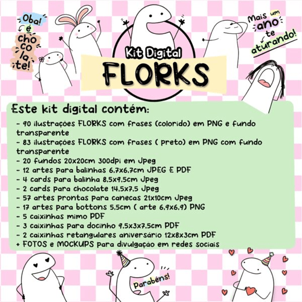 Kit Digital Flork Bento Memes sem fundo Lt3 Arquivos Png 2