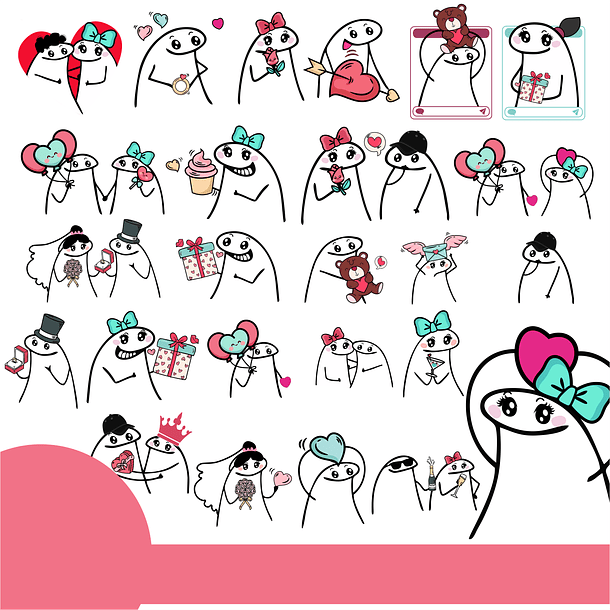 Kit Digital Flork Bento Memes Dia dos Namorados Lt12 Arquivos Png e Jpg  3