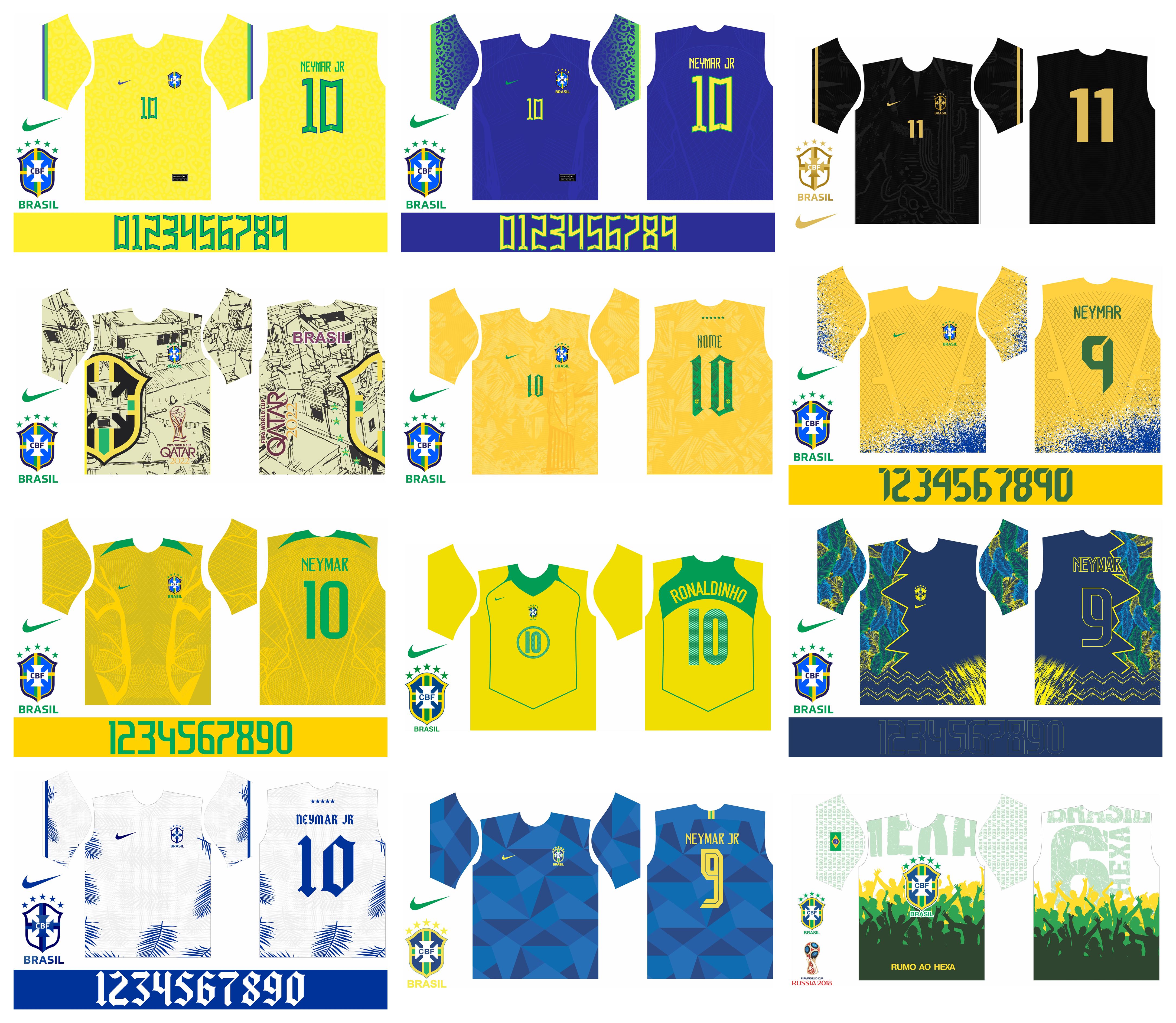 38 Arte Vetor Camisa Brasil Copa Catar 2022 Editáveis | Studio Booby