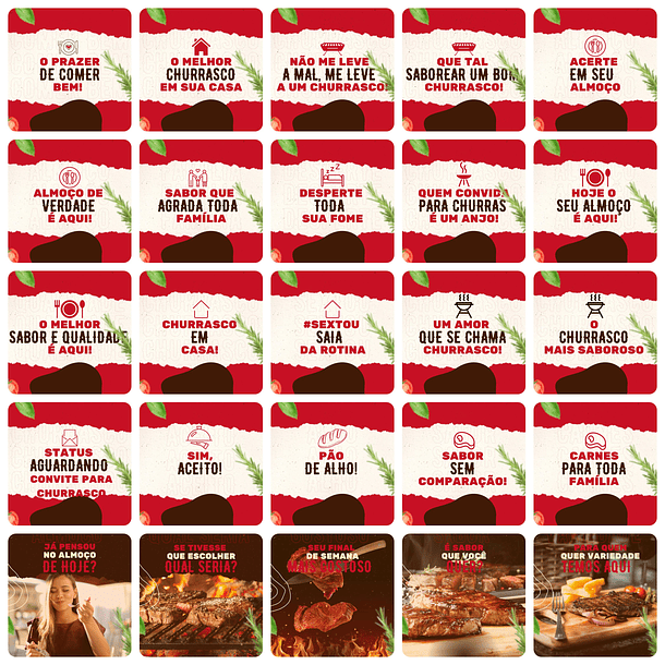 Pack Canva Churrascaria Templates Editáveis 200 Artes + Legendas 6