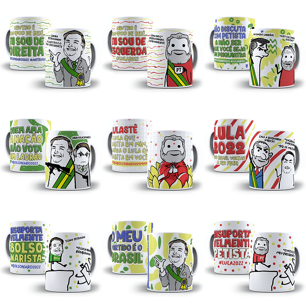 61 Artes Flork Caneca e Camisa para Sublimação Lula e Bolsonaro Arquivos em Png 1