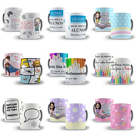 500 Artes Caneca Dia dos Professores Sublimação Arquivos em Corel Draw + Jpg