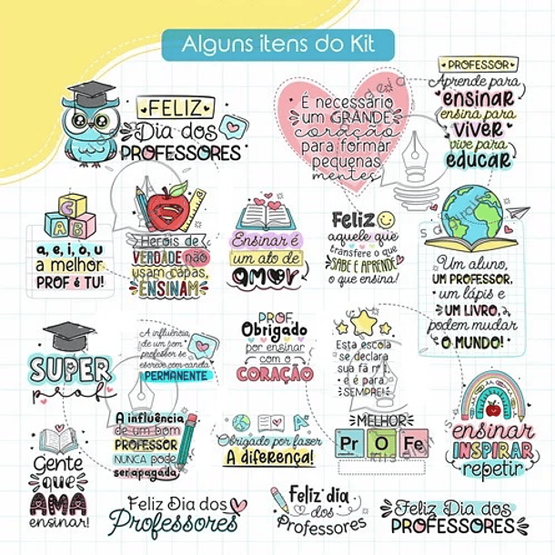 Kit Digital Dia dos Professores Lt21 Frases Artes Arquivos Png 4