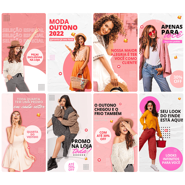 Pack Canva Loja de Roupas Templates Editável 30 Artes Storie + Bônus 1