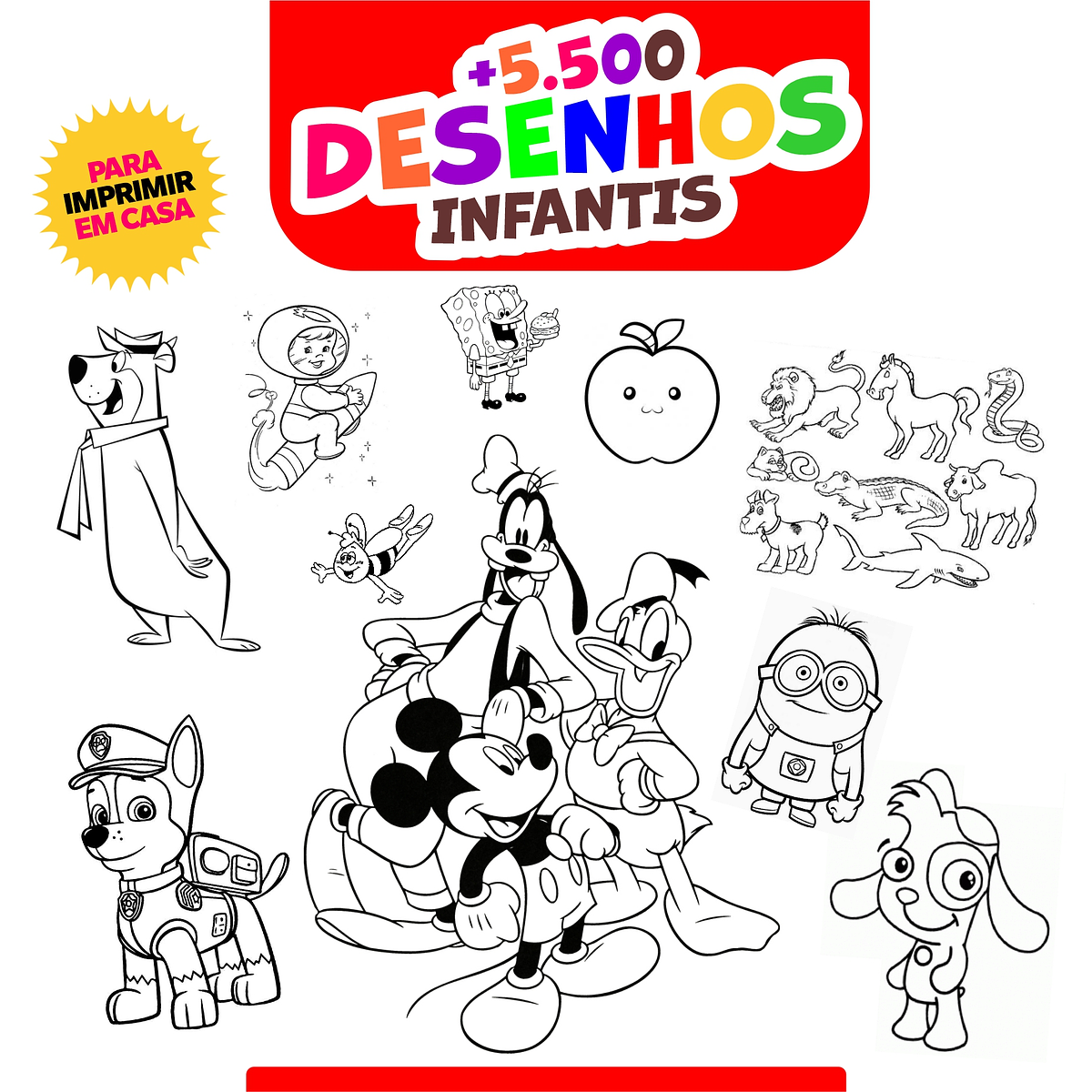 Kit 50 Desenhos Infantil Galinha Pintadinha Para Colorir Envio Imediato