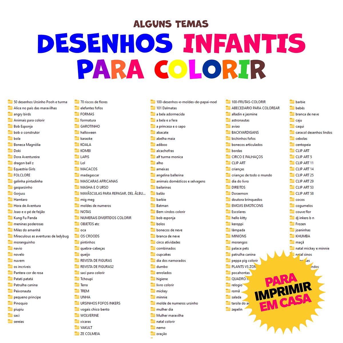 5.500 Desenhos Infantil para Colorir Pintar e Imprimir