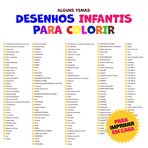 5.500 Desenhos Infantil para Colorir Pintar e Imprimir - Arquivos Prontos 2