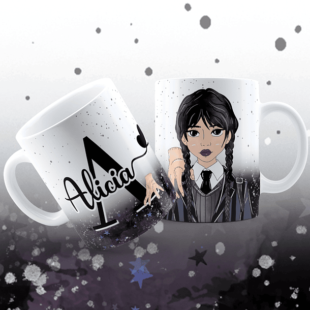 Arte para Caneca Alfabeto Mãozinha Wandinha Jenna Ortega em Jpg 1