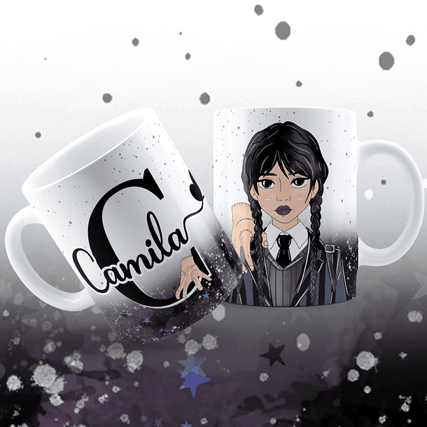 Arte para Caneca Alfabeto Mãozinha Wandinha Jenna Ortega em Jpg 3