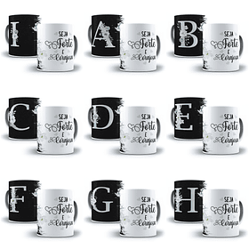 26 Arte para Caneca Alfabeto Aquarela Azul em CorelDraw + Jpg 